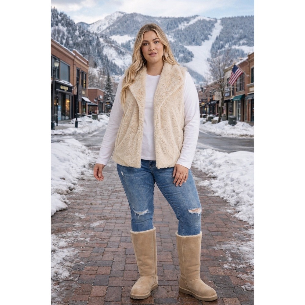 Jou Jou for Versona Aspen shearling Vest Women's Large Fits Like An XL